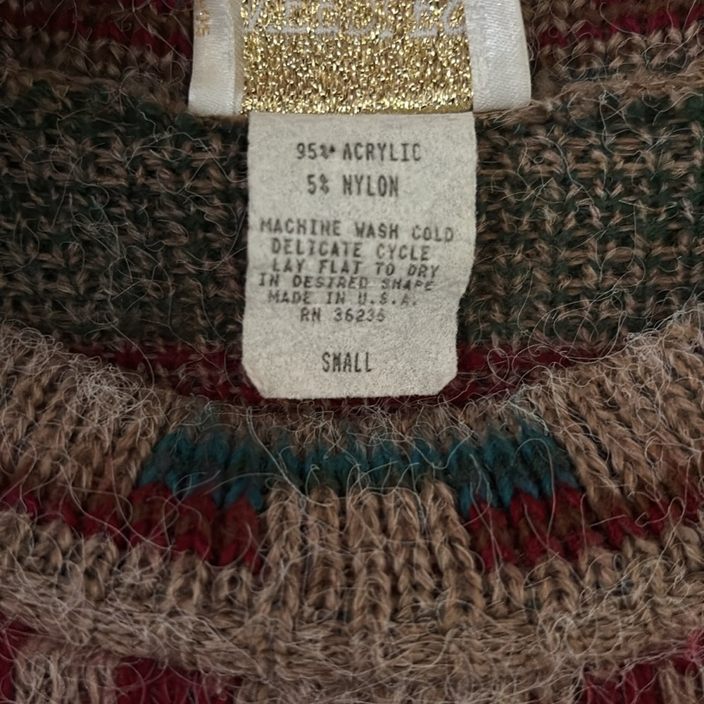 Needles & Yarn colorful crewneck Nordic Fair Isle vintage 90s sweater - Picture 3 of 4